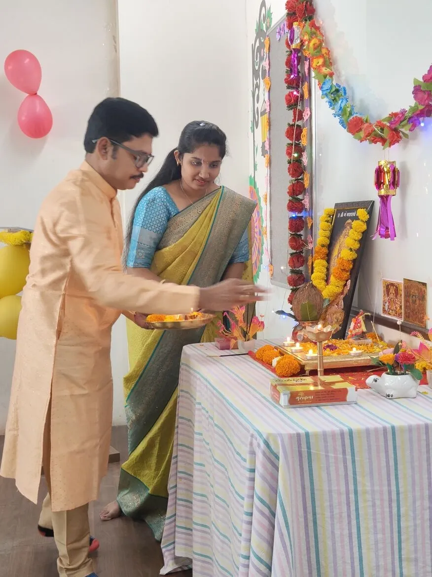 Principal with students